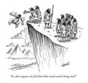 Caveman Discussing Needs Art Print