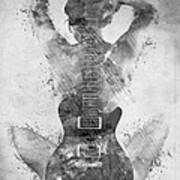 Guitar Silhouette in Monochrome Art Print