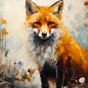 An Abstract Expressionist Interpretation  Curious Journey Of A Fox Through The Woods No 2 Art Print