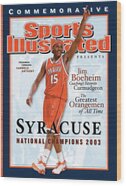 Carmelo Anthony Celebrates Syracuse Victory Wood Print by Sports Illustrated