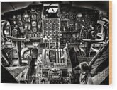 Vintage Aircraft Cockpit Wood Print