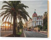 Sunset Over Hotel Negresco in Nice Wood Print