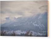 Dusted Flatirons In Boulder Colorado Wood Print