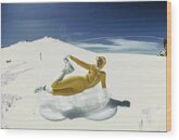 1960s Ski Fashion in Switzerland Wood Print