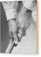 Close-Up of Hands Gripping a Club Wood Print