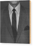 Elegant Suit and Tie Close-up Wood Print