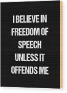 I Believe In Freedom Of Speech Unless It Offends Me Wood Print
