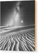 Camel Caravan Under Starry Night Wood Print
