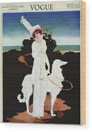 Elegantly Dressed Woman with Dog Wood Print by Mrs. Newell Tilton