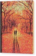 Autumn Stroll in Central Park Wood Print