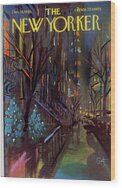 New Yorker Winter Cityscape Wood Print