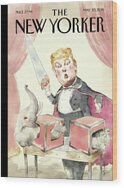 Magician with Elephant Trick Wood Print by Barry Blitt