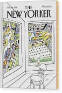 New Yorker Cover with Urban View Wood Print