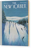 Skiers on Snowy Slope Wood Print