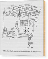 Dog Ordering Drinks at Bar Wood Print