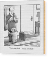 Man and Dog Reunion Wood Print