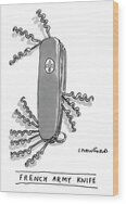 French Army Knife with Corkscrews Wood Print