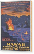 Vintage Hawaii National Park Poster Wood Print