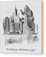 King Kong and Godzilla in Manhattan Wood Print