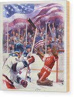 Miracle On Ice - Usa Olympic Hockey Wins Over Ussr Wood Print