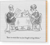 Ladies Reading Magazines at Café Wood Print