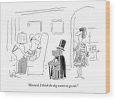 Dog with Top Hat and Cane Wood Print