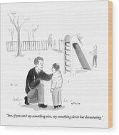 Father's Clever Advice in the Park Wood Print