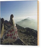 Francoise Rubartelli Wearing A Floral Dress Wood Print by John Cowan