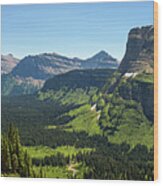 Panoramic View of Glacier National Park Wood Print