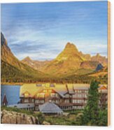 Many Glaciers Hotel Wood Print