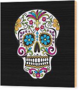 Sugar Skull Day Of The Dead Dia De Los Muertos Wood Print