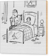 Father Reading to Daughter at Bedtime Wood Print