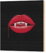 Vampire Lips Wood Print