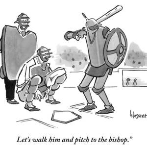 A Baseball Player Dressed Like A Knight Holds #1 by John  Klossner