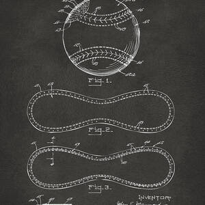 1928 Baseball Patent Artwork - Gray by Nikki Marie Smith