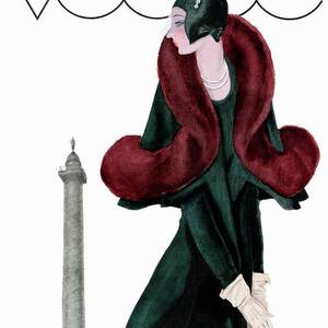 A Vintage Vogue Magazine Cover Of A Woman #23 by Georges Lepape A Vintage Vogue Magazine Cover Of A Woman #23 by Georges Lepape