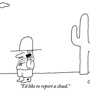 A Cowboy Talks On A Cell Phone In A Desert by Charles Barsotti