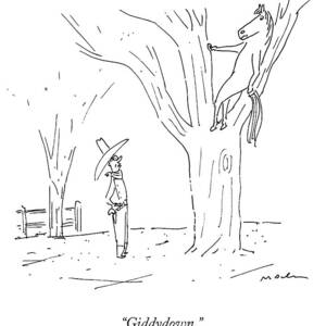 A Cowboy Talks To His Horse In A Tree by Michael Maslin