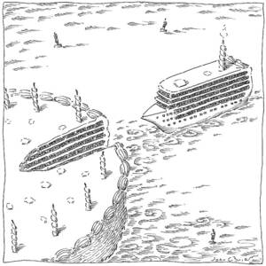 A Cruise Ship Shaped Like A Wedge Of Birthday by John O'Brien