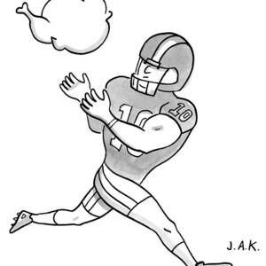 A Football Player Poises To Catch A Turkey by Jason Adam Katzenstein A Football Player Poises To Catch A Turkey by Jason Adam Katzenstein