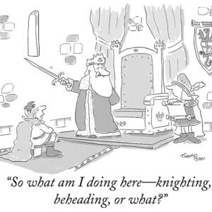 A King Holding A Sword Is About To Knight by Mark Thompson