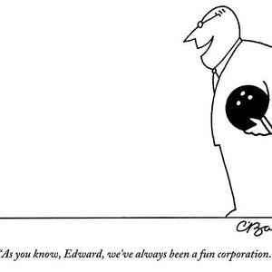 A Large Man Dressed In A Suit And Carrying by Charles Barsotti