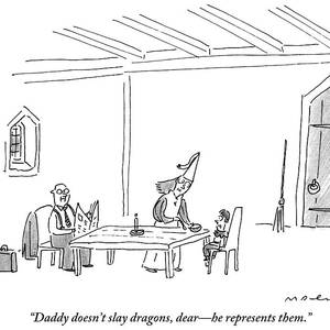 A Lawyer Reads The Newspaper As His Queen Talks by Michael Maslin