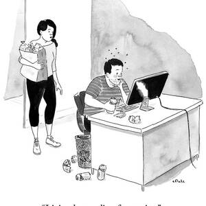 A Man Chugs Beers In Front Of His Laptop by Emily Flake A Man Chugs Beers In Front Of His Laptop by Emily Flake