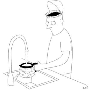 A Man Filling Up His Coffee Pot by Seth Fleishman