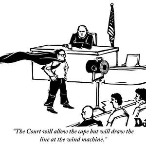 A Man Is Seen Wearing A Cape Next To A Wind by Drew Dernavich