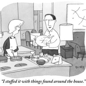 A Man Presents A Stuffed Turkey To A Woman by Peter C. Vey A Man Presents A Stuffed Turkey To A Woman by Peter C. Vey