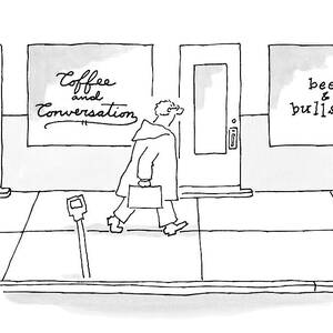 A Man Walks Past Two Shops by Jack Ziegler A Man Walks Past Two Shops by Jack Ziegler