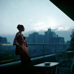 A Model Wearing A Clare Potter Dress At Moma by Constantin Joffe
