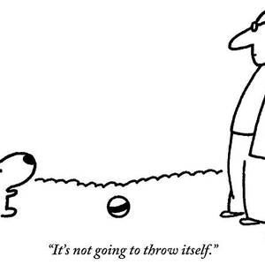 A Small Dog Sits A Short Distance Away by Charles Barsotti